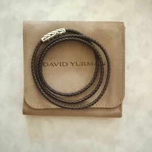 David Yurman Chevron Triple Leather Wrap Bracelet